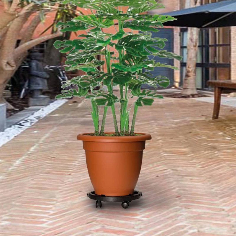 vidaXL Vozíky na rastliny s kolieskami 3 ks priemer 30cm čierny 170 kg