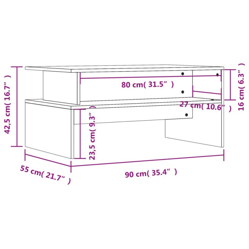 vidaXL Konferenčný stolík betónový sivý 90x55x42,5 cm kompozitné drevo