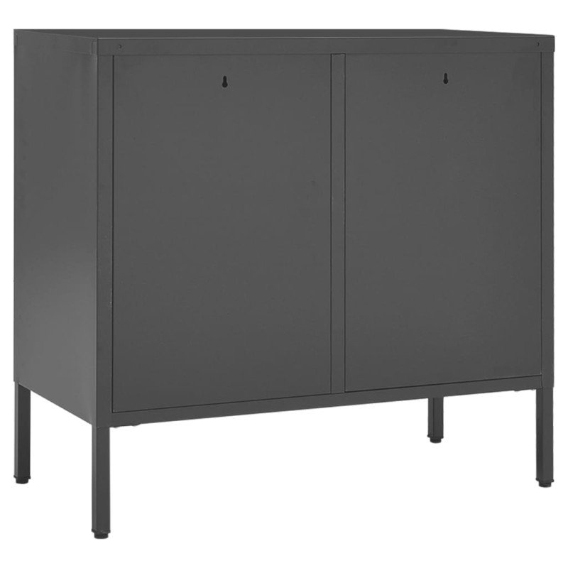 vidaXL Komoda antracitová 75x35x70 cm oceľ a tvrdené sklo