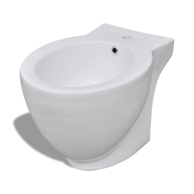vidaXL Okrúhly stojaci bidet, biely, prvotriedna keramika 