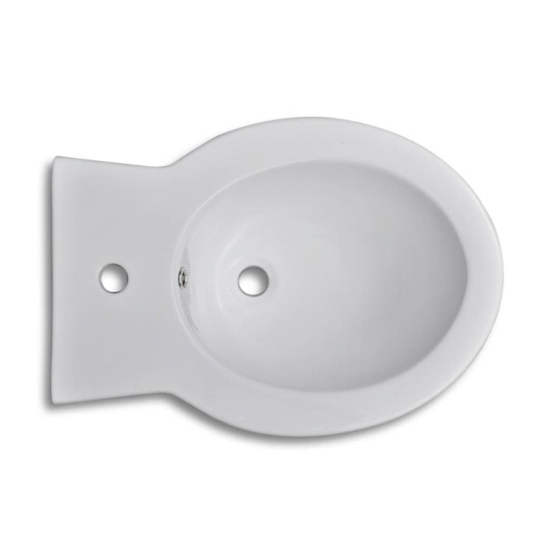 vidaXL Okrúhly stojaci bidet, biely, prvotriedna keramika 