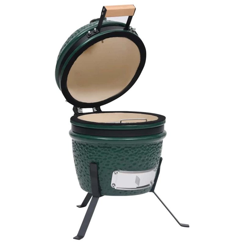 vidaXL 2 v 1 Kamado gril s udiarňou keramika 56 cm zelený