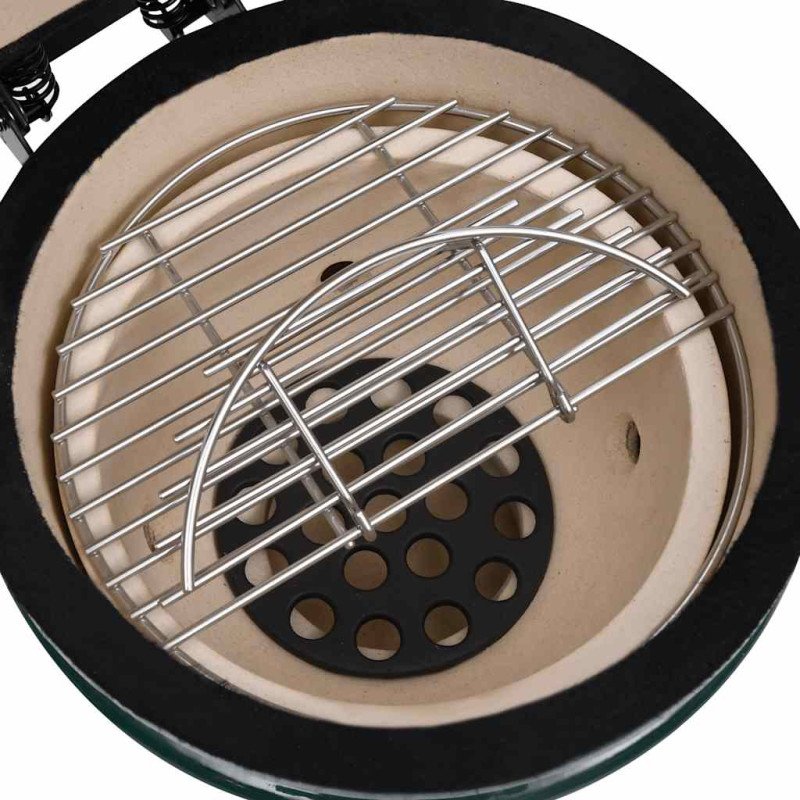 vidaXL 2 v 1 Kamado gril s udiarňou keramika 56 cm zelený