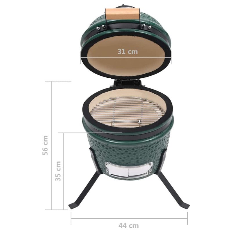 vidaXL 2 v 1 Kamado gril s udiarňou keramika 56 cm zelený