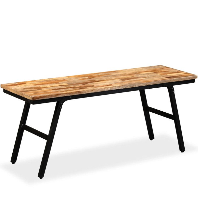vidaXL Lavička, recyklované a teakové drevo, oceľ, 110x35x45 cm