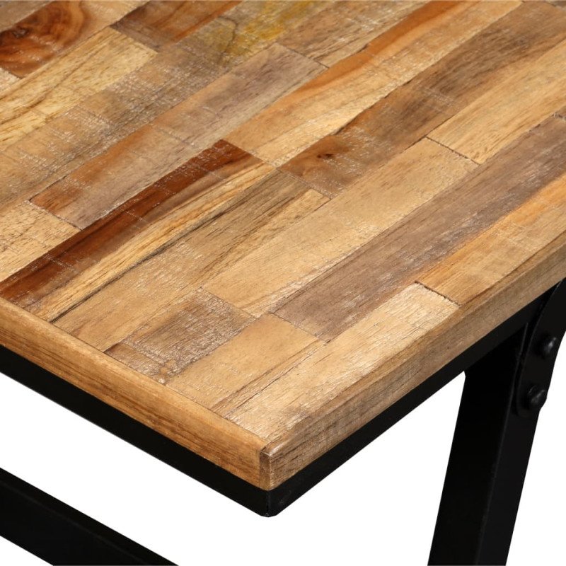 vidaXL Lavička, recyklované a teakové drevo, oceľ, 110x35x45 cm