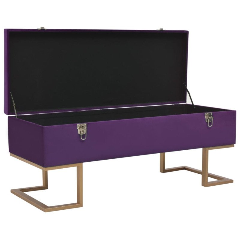 vidaXL Lavica s úložným priestorom 105 cm, fialová, zamat