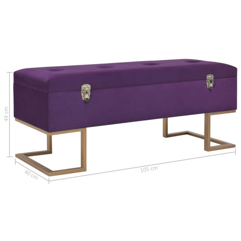 vidaXL Lavica s úložným priestorom 105 cm, fialová, zamat