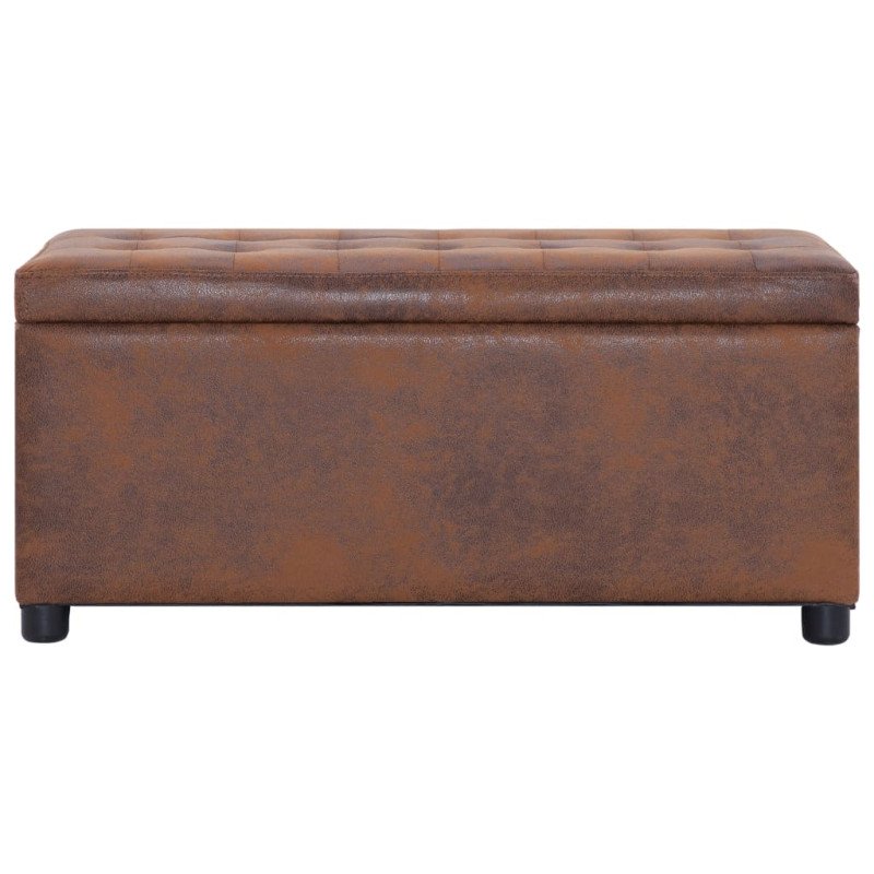 vidaXL Taburetka s úložným priestorom 87,5 cm, hnedá, umelý semiš