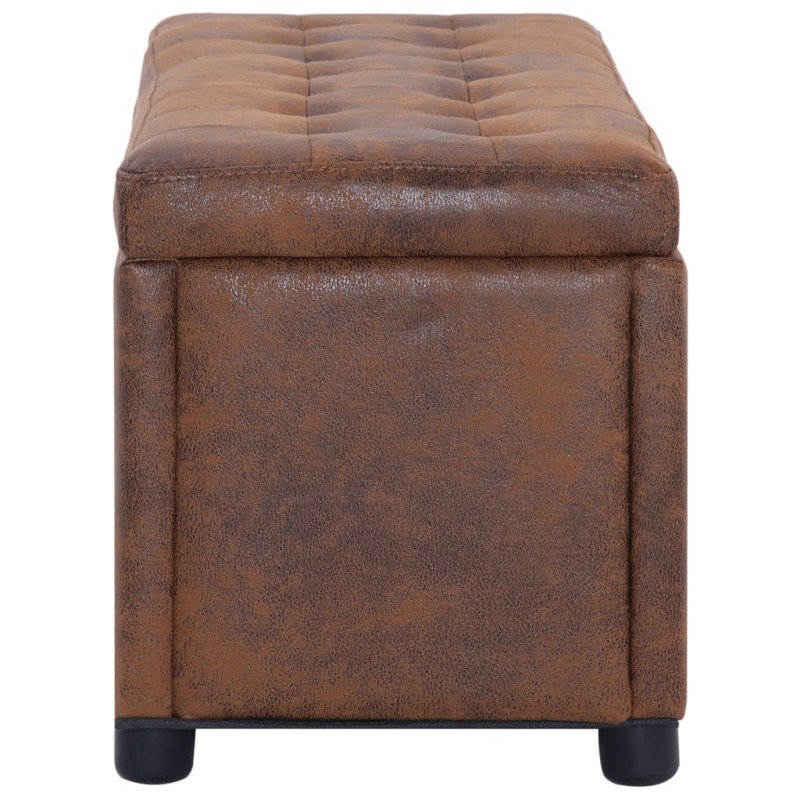vidaXL Taburetka s úložným priestorom 87,5 cm, hnedá, umelý semiš