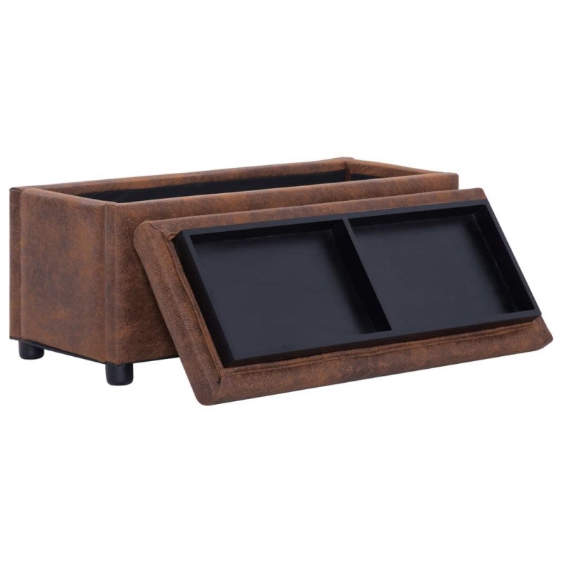 vidaXL Taburetka s úložným priestorom 87,5 cm, hnedá, umelý semiš