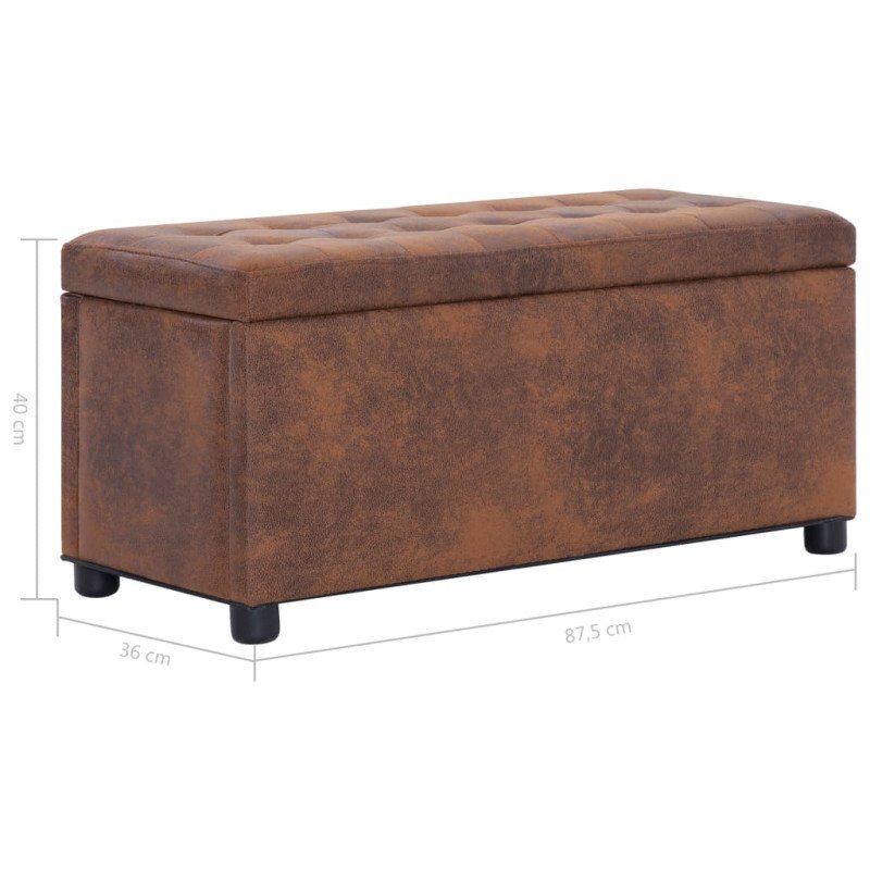 vidaXL Taburetka s úložným priestorom 87,5 cm, hnedá, umelý semiš