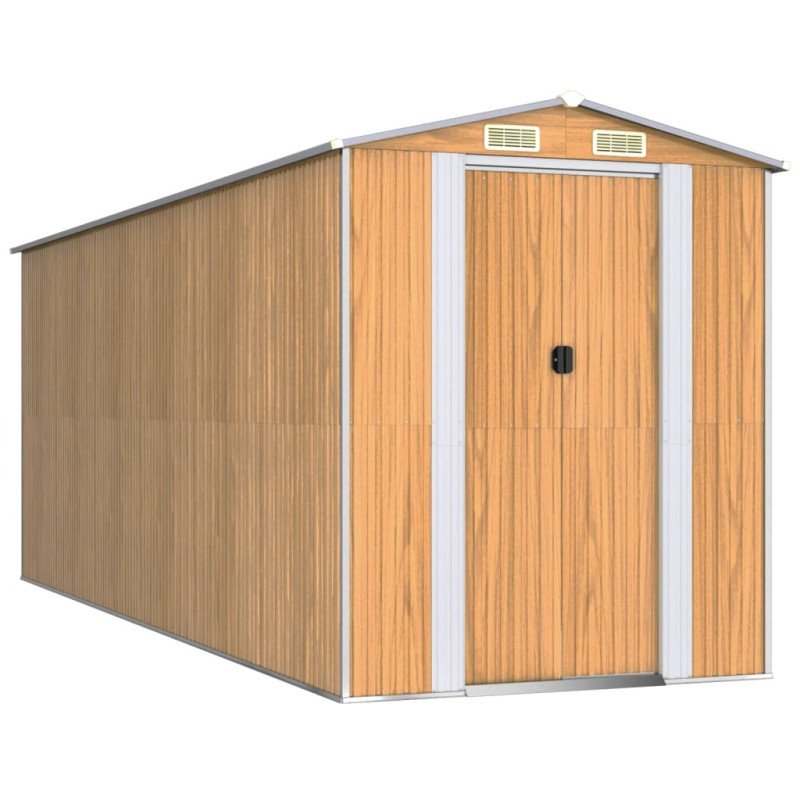 vidaXL Záhradná kôlňa bledohnedá 192x523x223 cm pozinkovaná oceľ