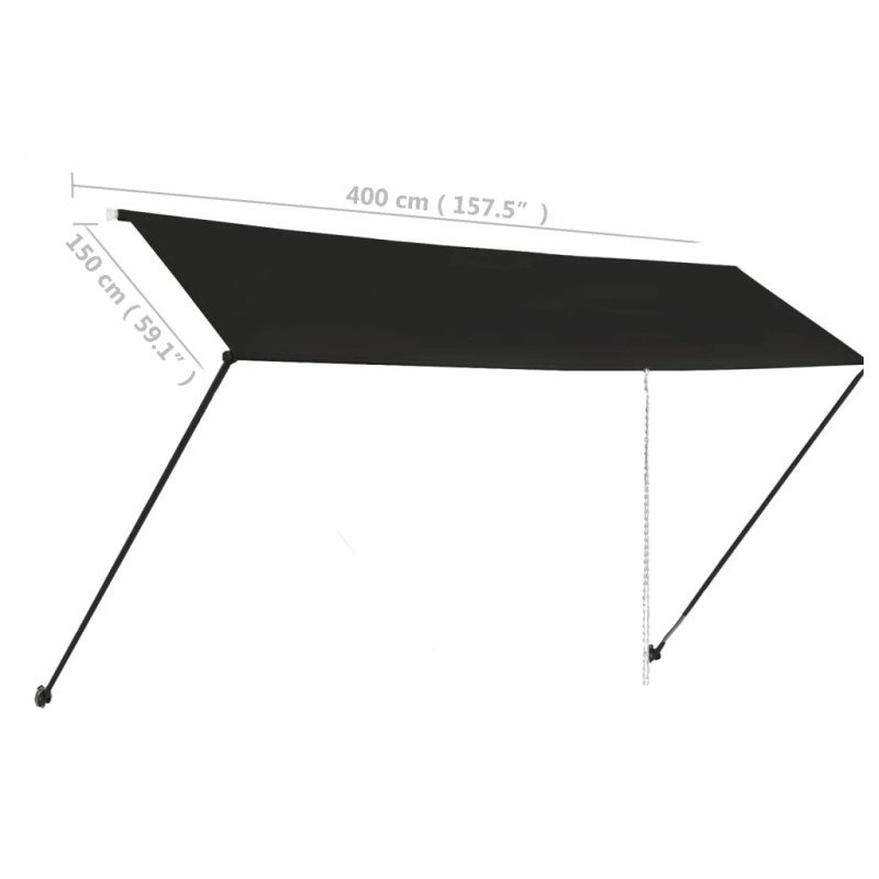 vidaXL Zaťahovacia markíza s LED 400x150 cm antracitová