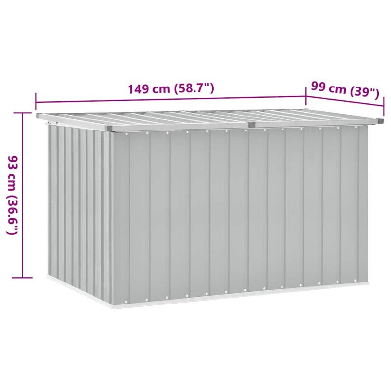 vidaXL Záhradný úložný box sivý 149x99x93 cm