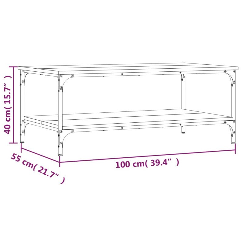 vidaXL Konferenčný stolík hnedý dub 100x55x40 cm kompozitné drevo