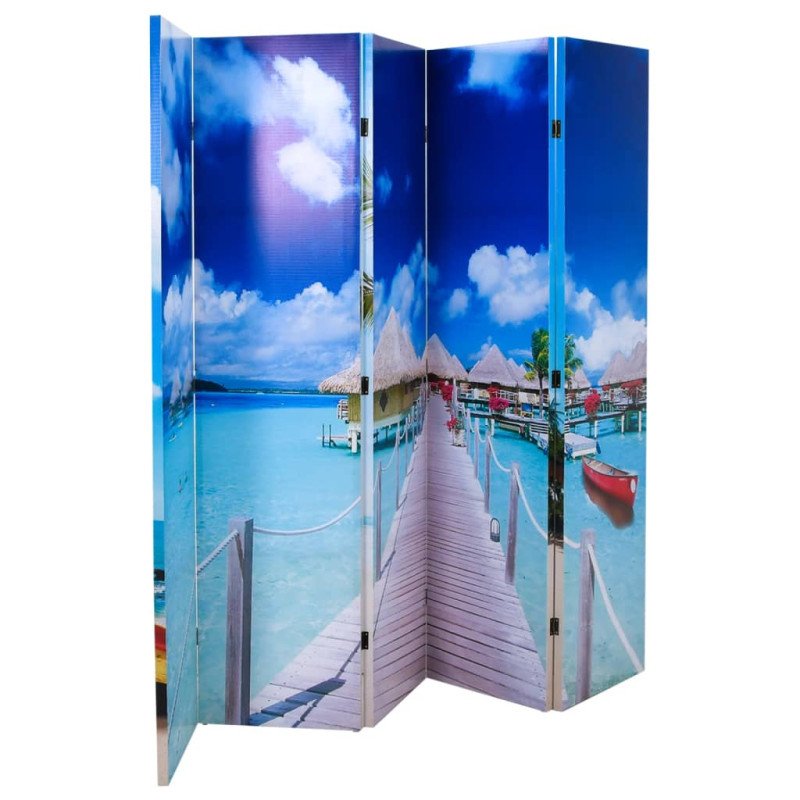 vidaXL Skladací paraván 200x170 cm potlač pláže 