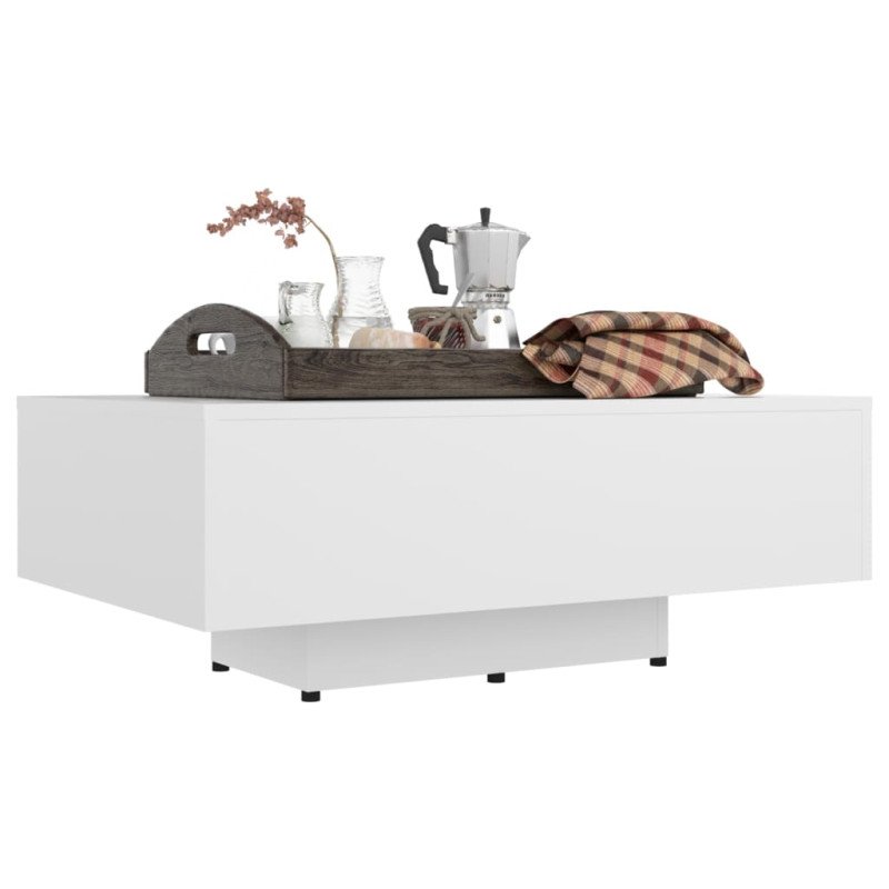 vidaXL Konferenčný stolík, biely 85x55x31 cm, drevotrieska