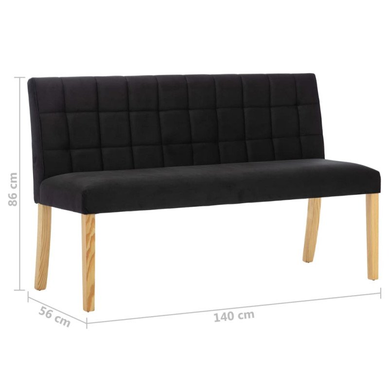 vidaXL Lavička 140 cm, čierna, zamat