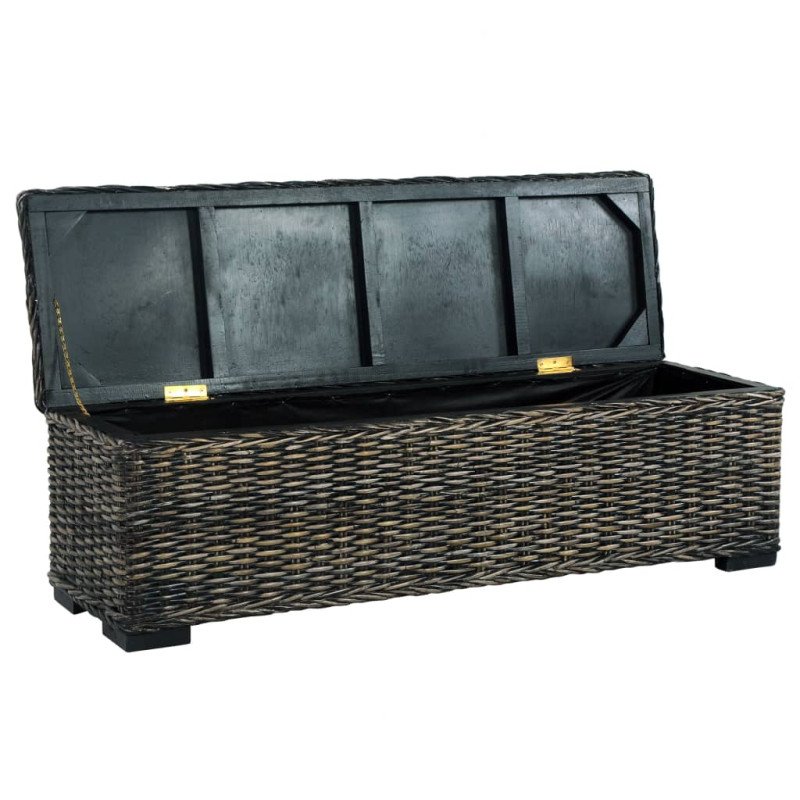 vidaXL Úložný box 120 cm čierny kubu ratan a masívne mangovníkové drevo
