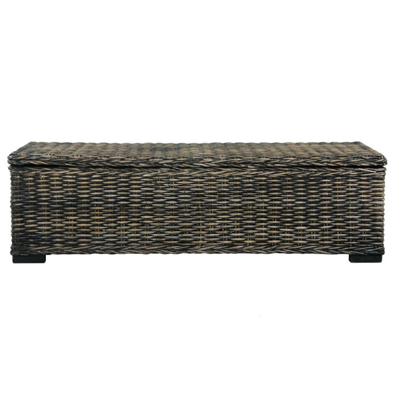 vidaXL Úložný box 120 cm čierny kubu ratan a masívne mangovníkové drevo