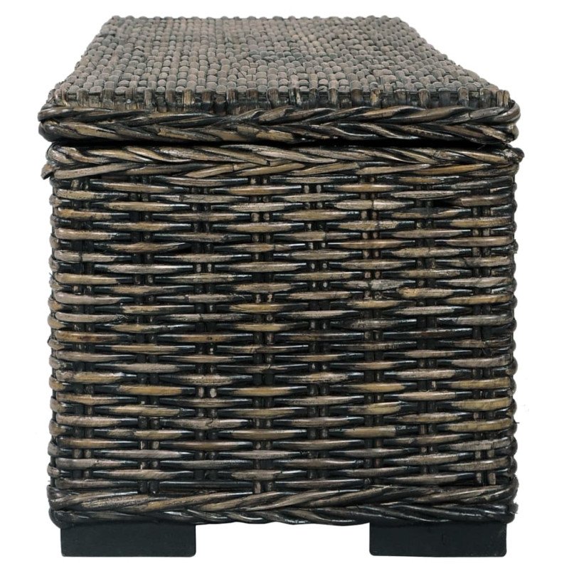 vidaXL Úložný box 120 cm čierny kubu ratan a masívne mangovníkové drevo