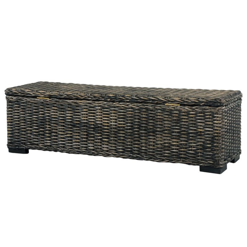 vidaXL Úložný box 120 cm čierny kubu ratan a masívne mangovníkové drevo