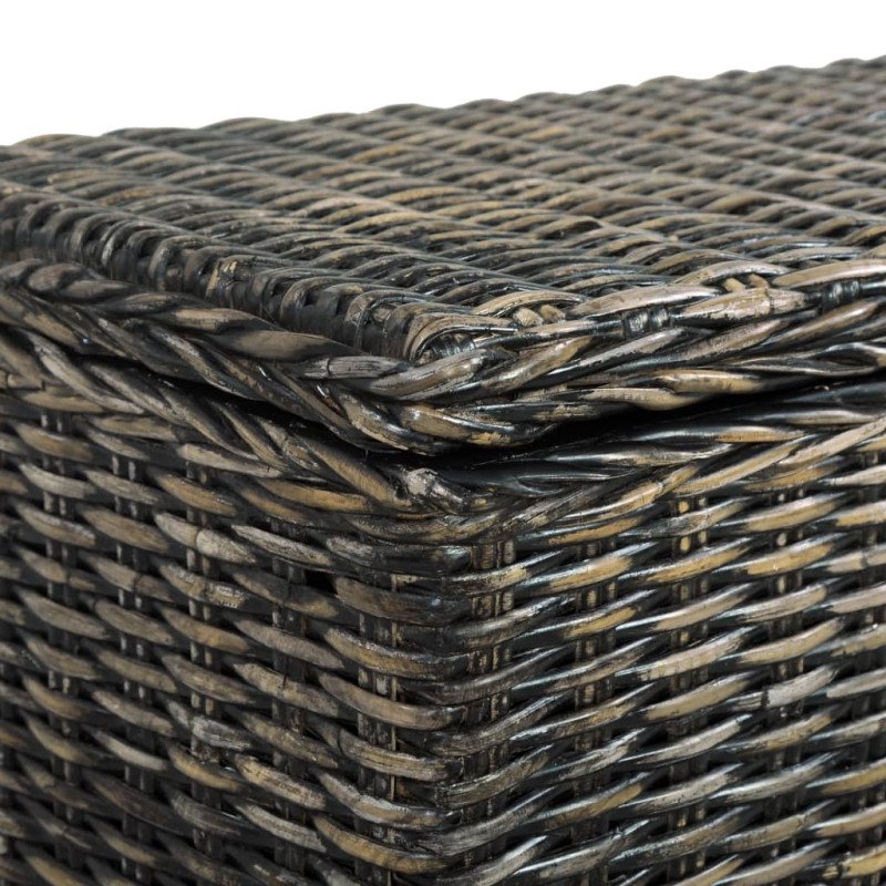 vidaXL Úložný box 120 cm čierny kubu ratan a masívne mangovníkové drevo