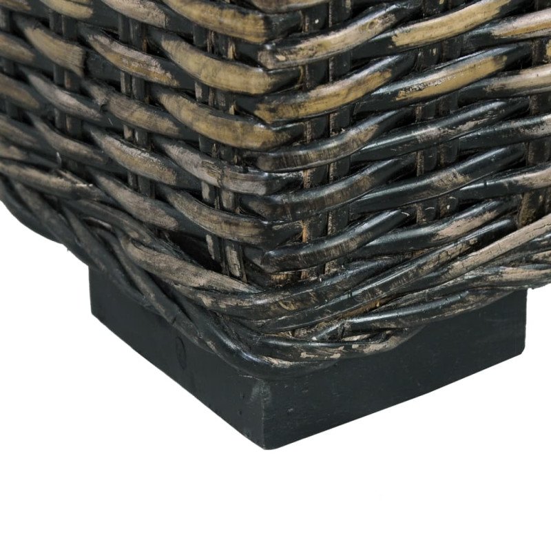 vidaXL Úložný box 120 cm čierny kubu ratan a masívne mangovníkové drevo