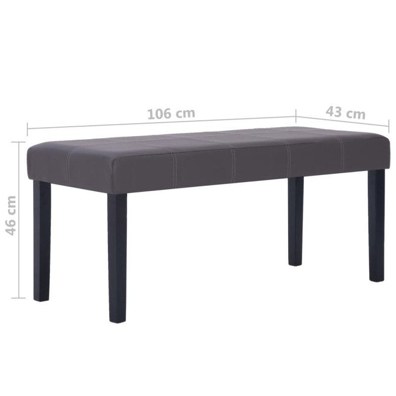 vidaXL Lavička 106 cm, sivá, umelá koža