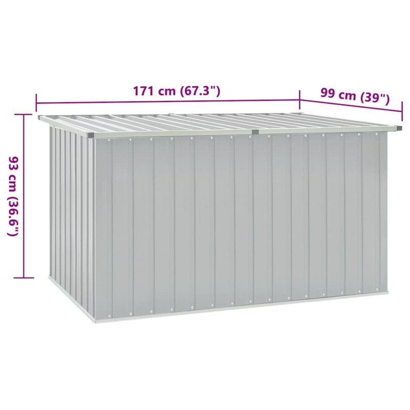 vidaXL Záhradný úložný box sivý 171x99x93 cm