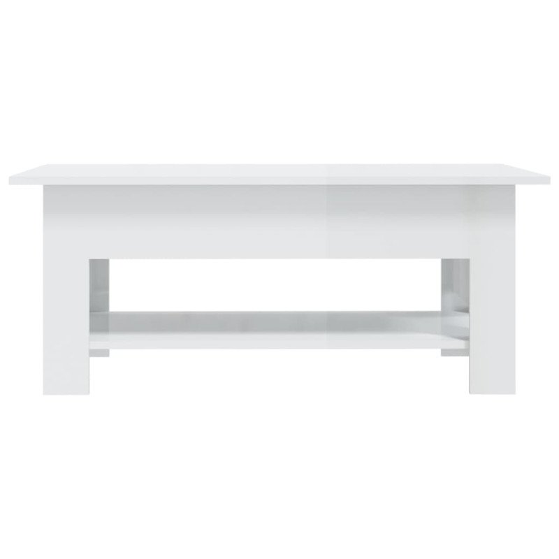 vidaXL Konferenčný stolík lesklý biely 102x55x42 cm drevotrieska