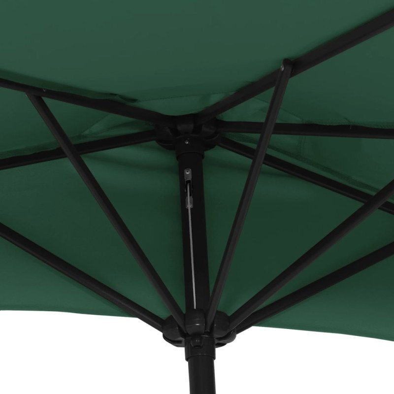vidaXL Balkónový slnečník, hliníková tyč, zelený 300x155 cm, polkruh