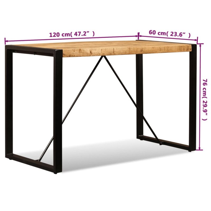 vidaXL Jedálenský stôl, masívne surové mangovníkové drevo, 120 cm          