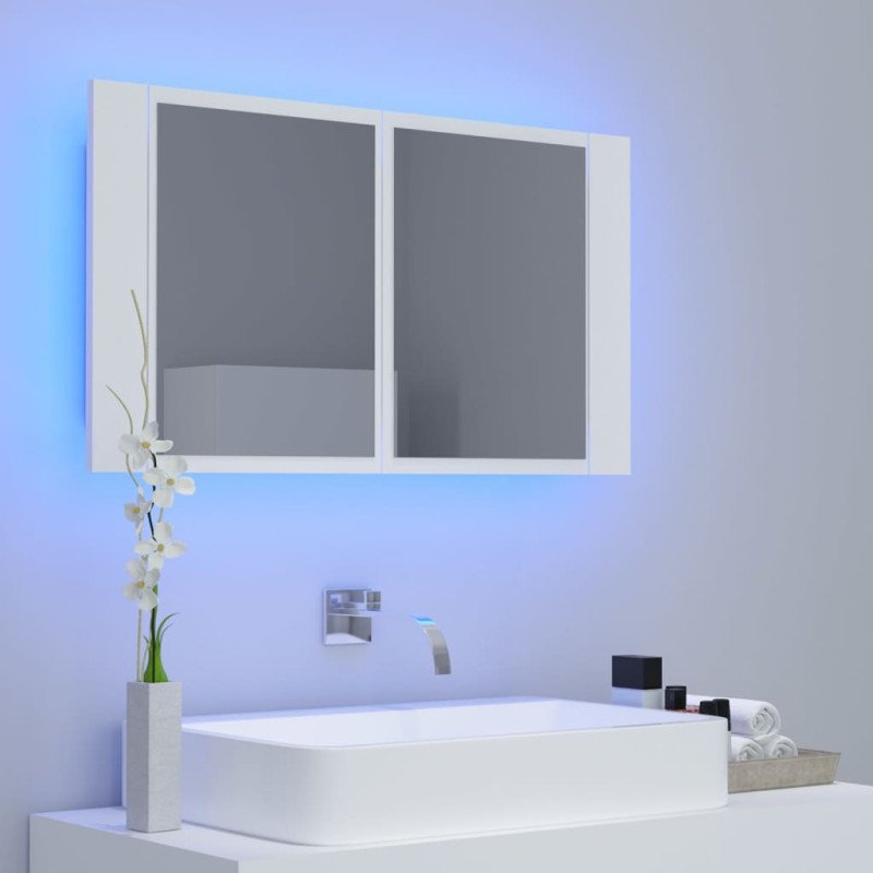 vidaXL LED kúpeľňová zrkadlová skrinka biela 80x12x45 cm akryl