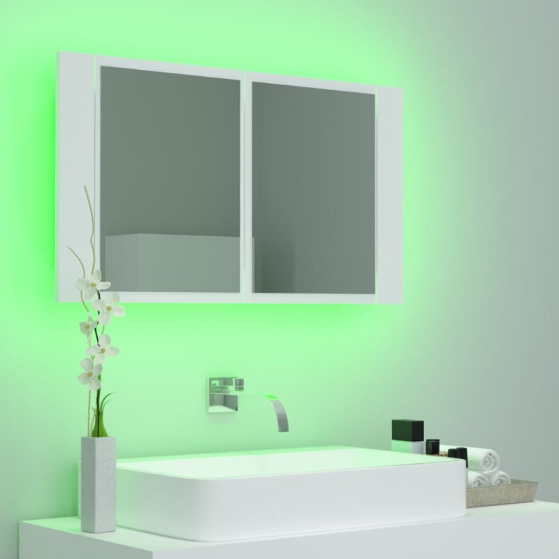 vidaXL LED kúpeľňová zrkadlová skrinka biela 80x12x45 cm akryl