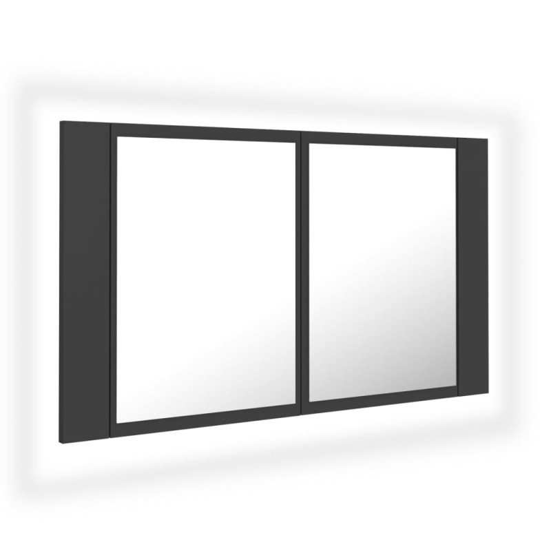 vidaXL LED kúpeľňová zrkadlová skrinka sivá 80x12x45 cm akryl
