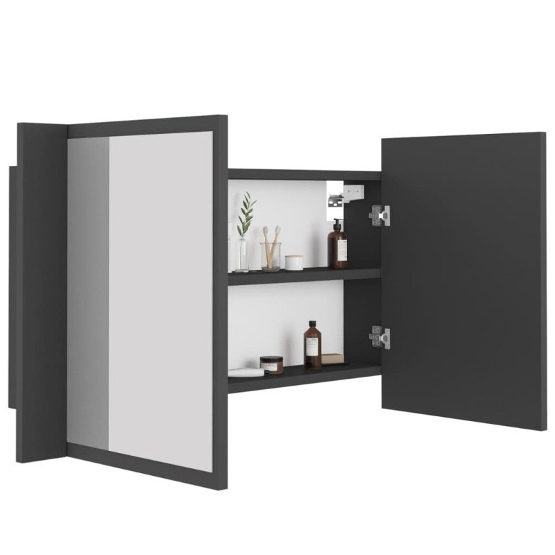 vidaXL LED kúpeľňová zrkadlová skrinka sivá 80x12x45 cm akryl