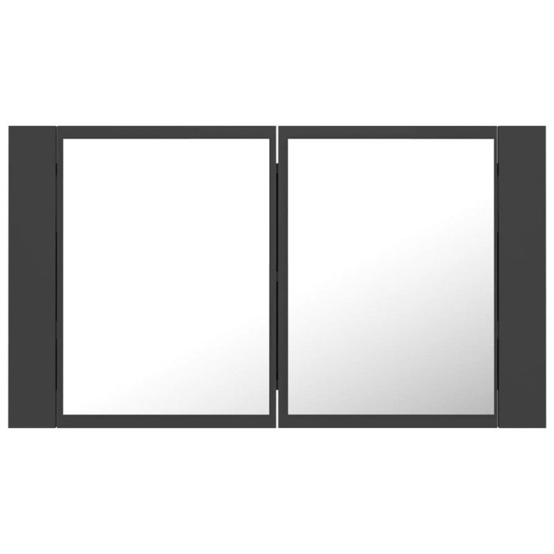 vidaXL LED kúpeľňová zrkadlová skrinka sivá 80x12x45 cm akryl