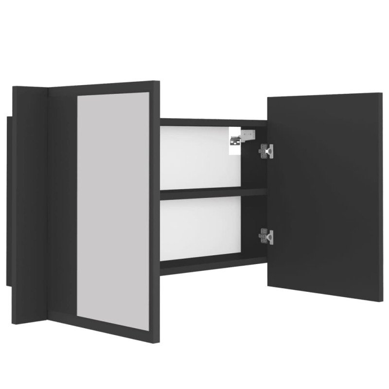 vidaXL LED kúpeľňová zrkadlová skrinka sivá 80x12x45 cm akryl