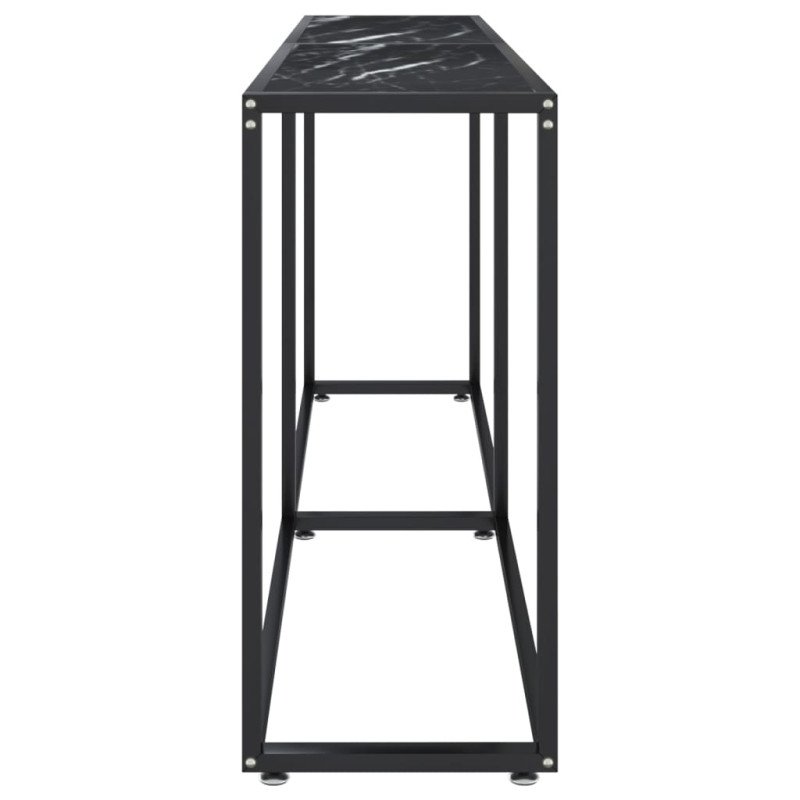 vidaXL Konzolový stolík čierny mramor 180x35x75,5 cm tvrdené sklo