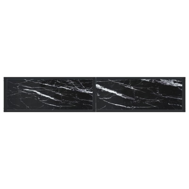 vidaXL Konzolový stolík čierny mramor 180x35x75,5 cm tvrdené sklo
