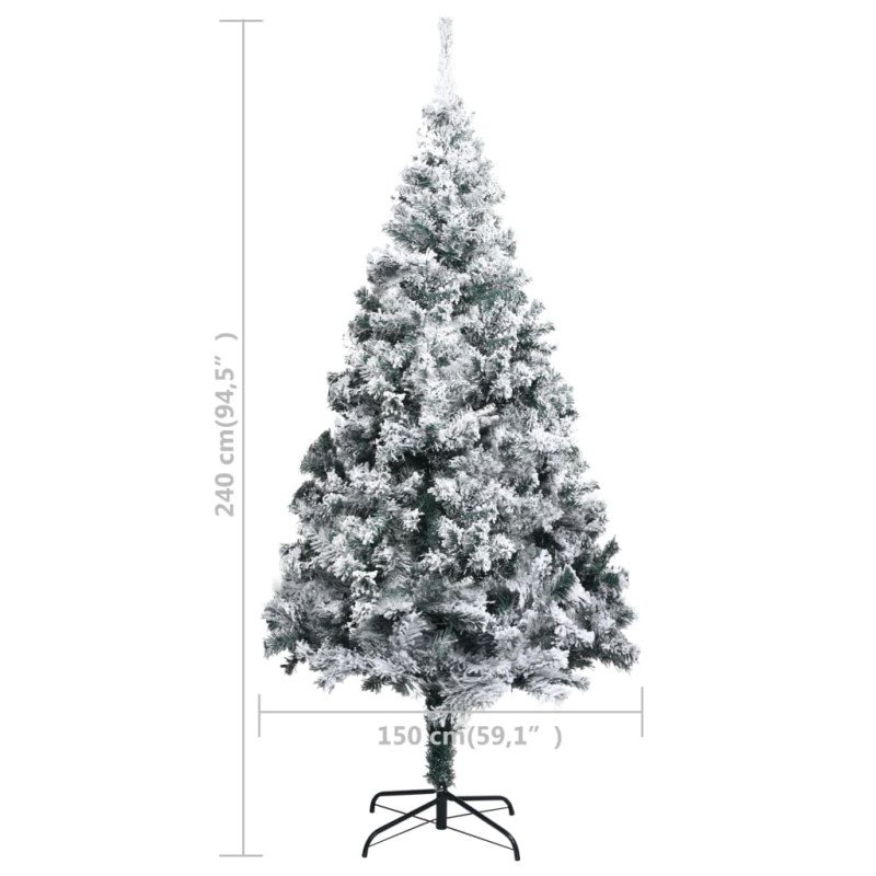 vidaXL Umelý vianočný stromček, zasnežený, zelený 240 cm, PVC