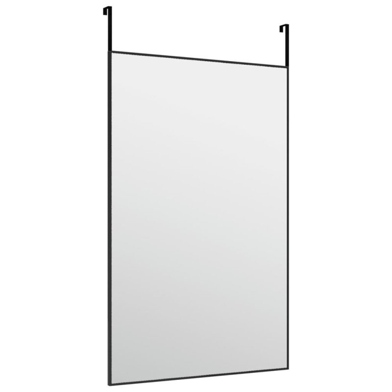 vidaXL Zrkadlo na dvere čierne 50x80 cm sklo a hliník