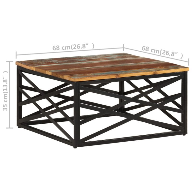 vidaXL Konferenčný stolík 68x68x35 cm masívne recyklované drevo