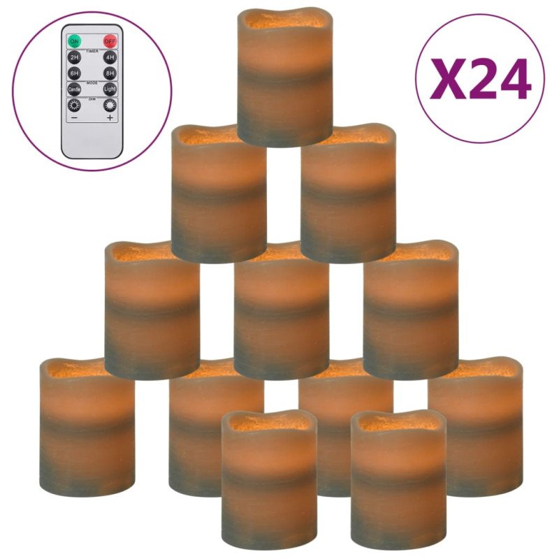 vidaXL Bezplameňové LED sviečky s diaľkovým ovládaním 24 ks biele