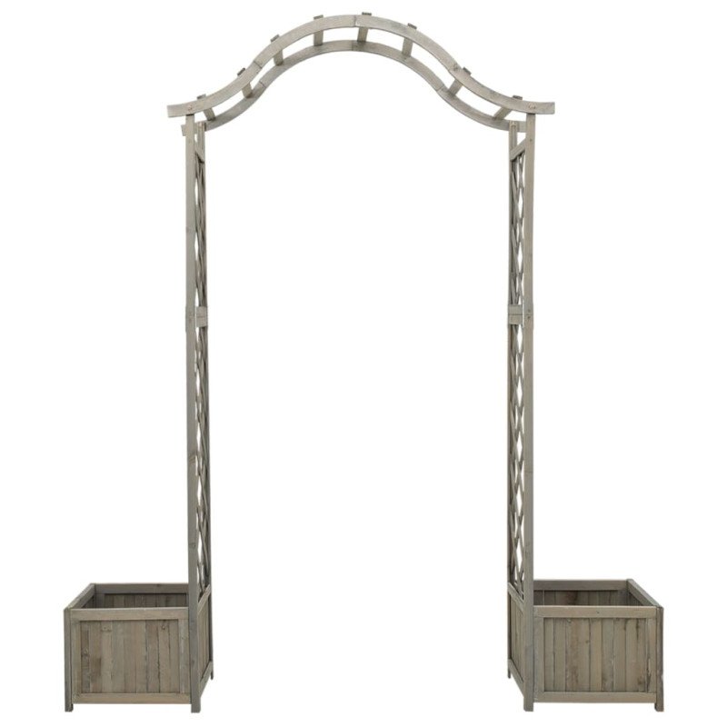 vidaXL Záhradná pergola s kvetináčom sivý jedľový masív