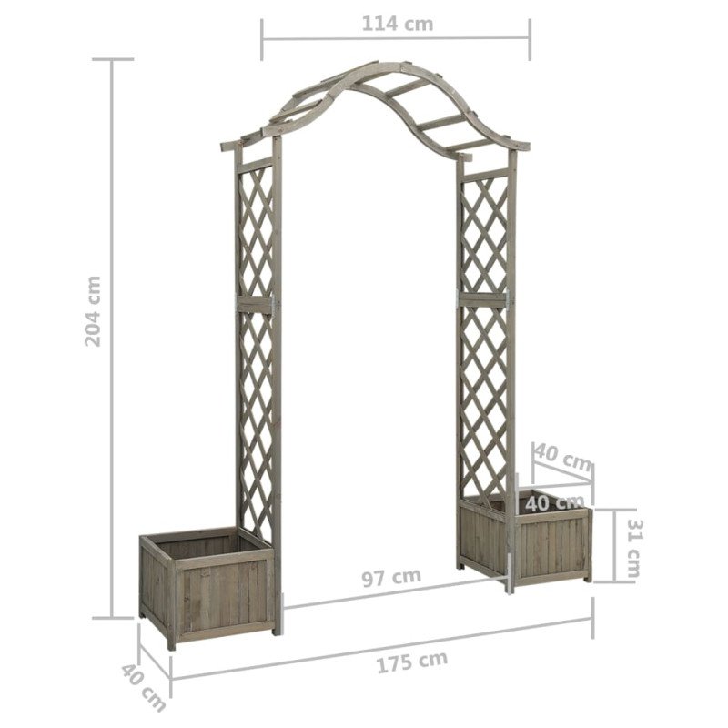 vidaXL Záhradná pergola s kvetináčom sivý jedľový masív