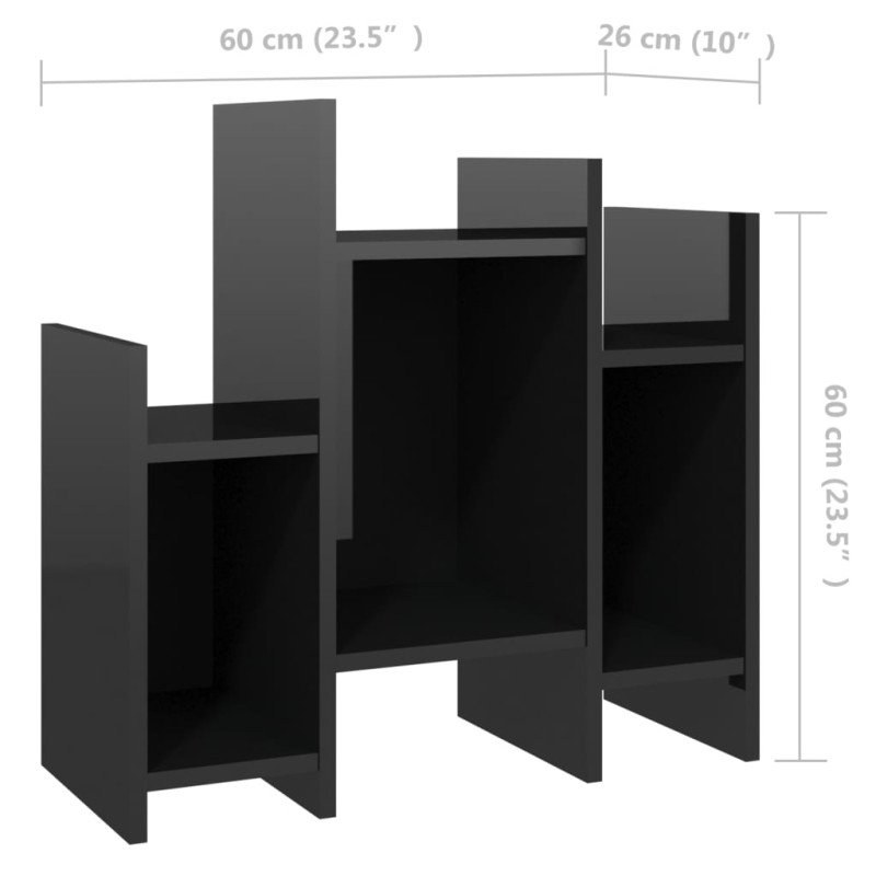 vidaXL Príručná skrinka, lesklá čierna 60x26x60 cm, kompozitné drevo