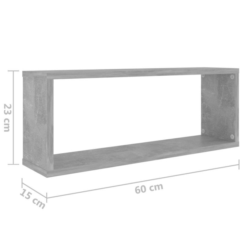 vidaXL Nástenné police 4ks, betónovo sivé 60x15x23cm, kompozitné drevo